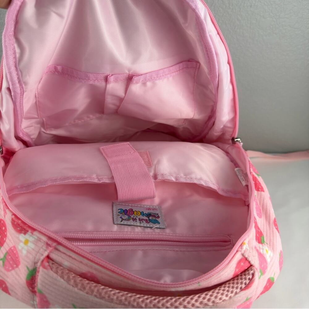 NWOT Charming Pink Strawberry Kids Backpack, lunch bag, pencil case - Picture 5 of 10